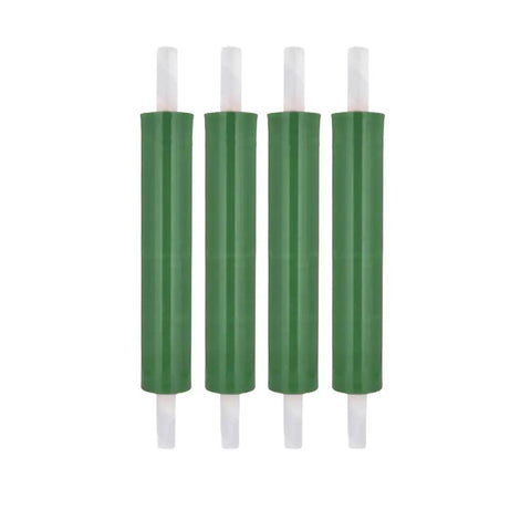 Built Tough Dark Green Plastic Stretch Wrap With Slick Self Adhesive Cling And Easy Grip Core Handles 20 By 1000 Feet Heavy Duty 80 Gauge Bundling Film For Moving Shipping 4 Rolls stacked side by side.