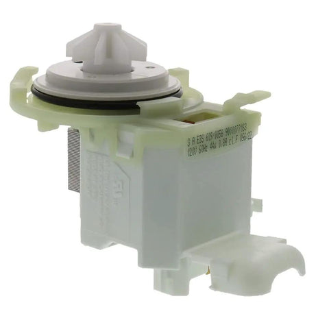 Dishwasher Drain Pump Replacement For 00167082 PS8697211 AP5957895 167082, side view with white plastic housing