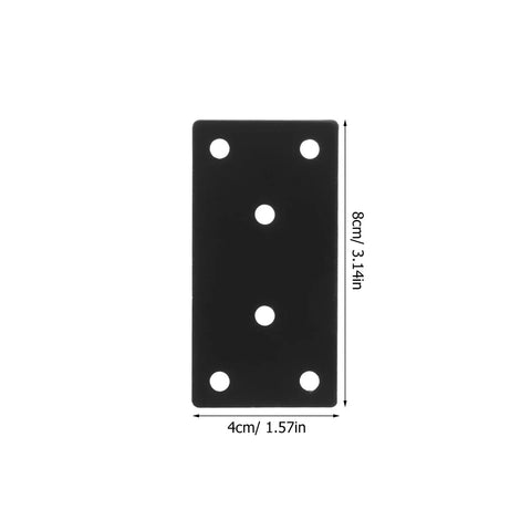 Heavy Duty Stainless Steel Straight Brace Brackets Two Pack Flat Furniture Support Plates with dimensions shown
