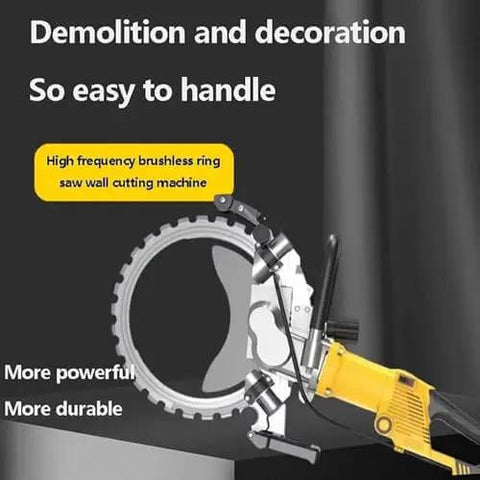 Heavy Duty Electric Ring Saw With Brushless 5000 Watt Beast Motor For Rapid Concrete Groove Cutting And Wall Chasing Smooth Operator Pro Grade Masonry Tool featuring high frequency brushless motor.