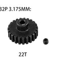 Beefy 3.175mm Pinion Gear Set 22T 32P 0.8 Module Steel Teeth For 1/10 RC Crawler Trucks Upgrade Compatible With Traxxas Arrma HSP