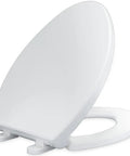 Elongated Toilet Seat With Slow Close Lids Easy To Install And Clean Durable White Plastic Replacement For Standard Elongated Oblong Or Oval Toilets Quiet Soft Close Sturdy And Simple To Mount
