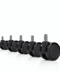 Five Piece Universal Office Chair Roller Set Heavy Duty Dual Wheel Casters in black for smooth rolling on floors.