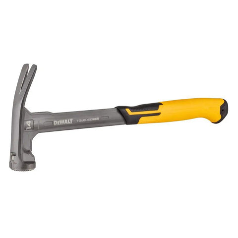 Beast 14 Oz MIG Weld Hammer With Checkered Face ToughSeries Steel Nailing Hammer for Metal Fabrication with yellow handle.