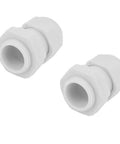 Pair of connectors from All Weather Nylon Cable Gland Kit 10 Pack For Outdoor Industrial Wiring IP68 Sealed Strain Relief PG7 To PG21 Range.