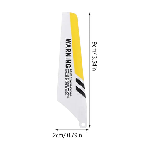 Ultimate Spare Parts Kit for S107 and S107G RC Helicopters in Yellow ABS Plastic, helicopter tail blade with warning text.