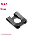 Top Tier 10 To 160 Pcs Manganese Steel U Shape Clips With Elastic Loosening Clamps For Shaft Hardware And Heavy Duty Washers In Black Sizes M4 Through M16 M16 clip, black steel, for DIY maintenance.