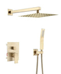 Dope Brushed Gold 10-Inch Rainfall Shower System With Wall Mounted Rain Head And Handheld Combo Rough-In Valve Body And Trim Included