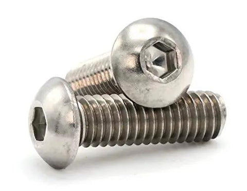Button Head Socket Cap Screw In 18-8 Stainless Steel 3/8-16 Thread 3-1/2 Inch Length Heavy-Duty Fastener, two screws laying on each other