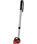 Heavy Duty Single Wheel Measuring Device With Slick Cruising Wheels And Adjustable Handle For Road Walking Track Pacing And Contractor Hustle Delivers Smooth Tracking Precision Dial Display Tight Accuracy side view of red measuring wheel with aluminum handle.