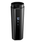 Ride Ready Smart Temp Control Car Mug, 12V Electric Heating Cup For Coffee And Tea, sleek black design with digital display.