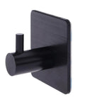 Built Tough Aluminum Self Adhesive Wall Hook Grips Tight Without Drilling Knockout Black Robe Hanger for easy home storage.