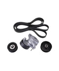 High Grade Aluminum Belt Tensioner Pulley Kit Upgrade For M272 M273 Engine C350 E350 E550 Models Fresh Fit Under Hood Replace Worn Drive Belts Mercedes 4 Piece Set with belt, tensioner, and pulleys
