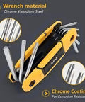 17-Piece Folding Allen Wrench Set With Metric And SAE Hex Tools For Tight Spaces, Handy And Compact, Chrome Vanadium Steel