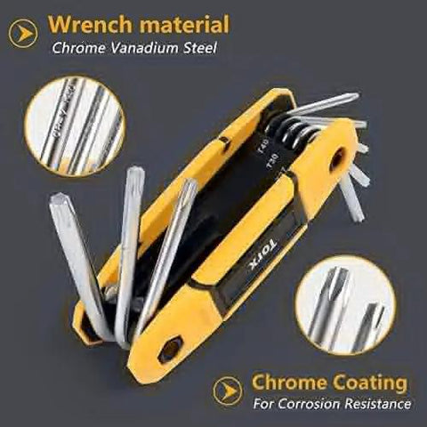17-Piece Folding Allen Wrench Set With Metric And SAE Hex Tools For Tight Spaces, Handy And Compact, Chrome Vanadium Steel