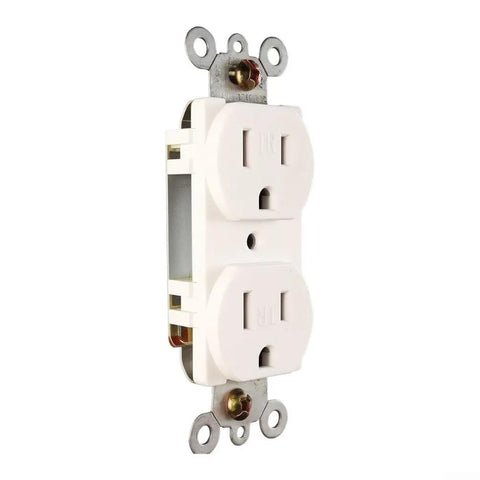 Gotta Have Slick And Smooth Nema 5 To 15R Dual Receptacle Outlet 15A 125V Standard Wall Socket on mounting panel.