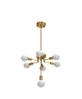 Gold Sputnik 7-Light Modern Pendant Chandelier With Deformable Arms, Adjustable Height Ceiling Fixture For Kitchen, Dining, Living Room And Bedroom, Mid Century Vibe Brass Modern Lighting