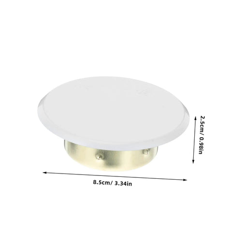 Four Pack Heavy Duty Metal Fire Sprinkler Nozzle Cover Plates Dead Easy Install For Concealed Automatic Sprinkler Systems white and gold sprinkler cover, 8.5cm diameter, protects hidden sprinkler heads.