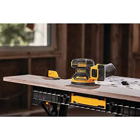 20V Max Brushless Orbital Sander Tool Only with Variable Speed Control 8000 to 12000 OPM on a wooden surface
