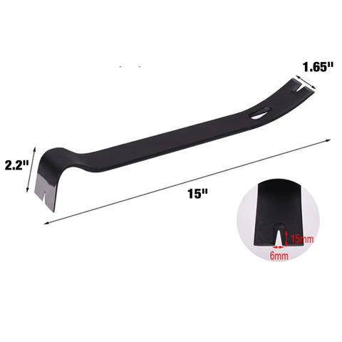 Fifteen Inch Flat Utility Pry Bar With Nail Puller And Chisel Ends For Prying Scraping Lifting And Pulling Heavy-Duty Carbon Steel Rust-Resistant Finish Big Leverage Design Lifetime Warranty