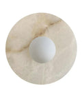 KXKLGWHN Modern Minimalist Style Natural Alabaster Wall Lamp, Hard Wire with marble glass round shade and spherical bulb.