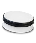 Stunning White Motorized Rotating Display Stand With Mirror Finish Turntable For Jewelry Watches Digital Gadgets And Collectibles 5Kg Capacity Smooth Spinning Showcase For Photography Retail Stores, top view, sleek design.