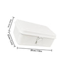 Heavy Duty Vintage White Metal Toolbox Featuring A Tight Snap Shut Locking Latch Tin Storage Case For Everyday Gear And Art Supplies Classic Secure Organizer Trunk dimensions 20 cm x 13 cm x 8 cm.