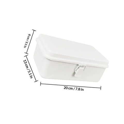Heavy Duty Vintage White Metal Toolbox Featuring A Tight Snap Shut Locking Latch Tin Storage Case For Everyday Gear And Art Supplies Classic Secure Organizer Trunk dimensions 20 cm x 13 cm x 8 cm.