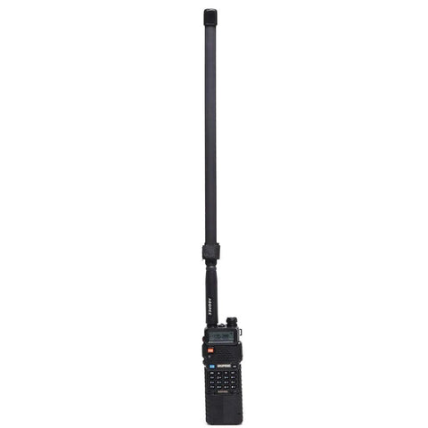 Two Pack SMA Female Foldable Ham Radio Antenna AR 152A High Gain 2.15dBi 144 430MHz attached to Baofeng radio