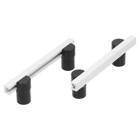 Aluminum Alloy Bench Dogs 2 Piece Stop Board Anodized 20mm Woodworking Workbench Stops in sliding design, angled view
