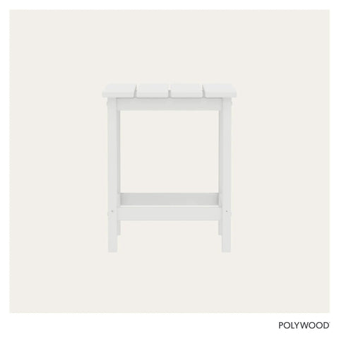 Long Island 18 Inch Outdoor Side Table White Weatherproof HDPE Poly Lumber Built To Last With No Fuss Maintenance Stain And Fade Resistant Design