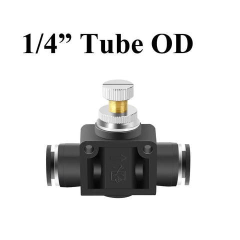 Quarter Inch Air Flow Control Valve With Push To Connect Fitting No Sweat Pneumatic Setup Heavy Duty Brass And Plastic Body Slick Slide Design Bulk Pack Of 5 Pieces
