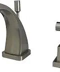 Claremont Mini Widespread Lavatory Faucet With Brass Pop Up Drain Brushed Nickel Finish on white background