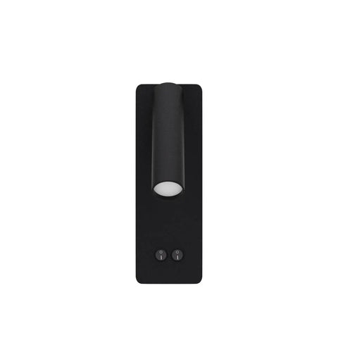 LED Reading Wall Light For Bedroom With Backlight Night Lamp Plug In Adjustable Wall Sconce Book Reading Lamp 3000K Warm White Black Finish 3W Reading Light And 6W Backlight 70 Inch Cord, front view