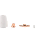 32 Piece Plasma Cutter Consumable Kit For PT-31 LGK40 Plasma Cutters High Grade Copper Tips And Nozzles Ready To Install For Clean Cuts - Copper tips, white nozzles.