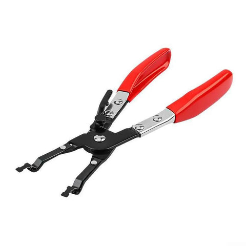 Premium One-Handed Car Wire Welding Clamp 240mm Adjustable Ratchet Tool for Precision Soldering And Tight Joints Without A Tremor, red handle.