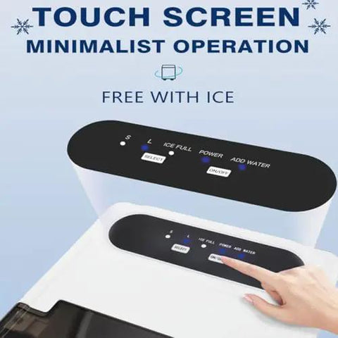 Savage Cooling 1.4L Countertop Nugget Ice Maker touch screen control panel for easy operation and minimalist design.