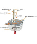 TYC-40 12V Synchronous Motor 5 RPM CW CCW with flat 35mm shaft showing detailed measurements and specifications