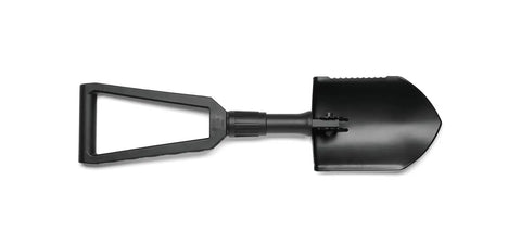 Folding Spade E Tool For Camping With Serrated Edge And Glass Filled Nylon Handle 2 Foot Length Black Durable Aluminum Shaft
