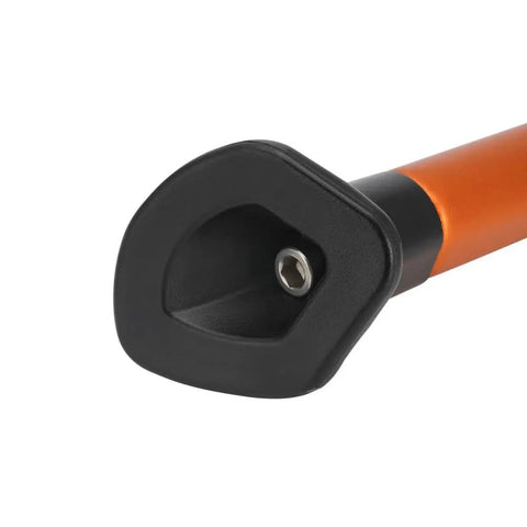 Close-up of Beefy CNC Aluminum Dirt Bike Kickstand With Springs For XCF EXC EXC F XC XC W XCF W Six Days, orange and black base