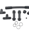 Dual Inlet Fuel Line Kit Featuring 8AN Male Flare To 7 8 Inch Braided Carburetor Hose For Hot Rods Muscle Cars And Street Machines With Proven Durability, black fittings and hose parts