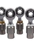 Premium 3/8 Inch Four Link Rod End Kit Featuring Solid 4130 Chromoly Steel Bodies And Teflon Kevlar Races with bung style mounting.