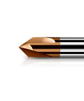 Carbide chamfer end mill with TiSiN coating and gold tip, 1/4 inch shank, close-up view