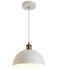 Dome Pendant Light In Rustic White Finish With Farmhouse Industrial Chandeliers Vibe, 9.84 Inch Diameter, Adjustable 78 Inch Cable