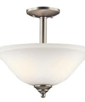 Wynberg 15 Inch 2 Light Convertible Inverted Pendant And Semi Flush Fixture With Satin Etched Glass In Brushed Nickel