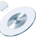 60cm Tempered Glass Lazy Susan Turntable for dining tables, 360 degree rotating serving plate, round and clear design.