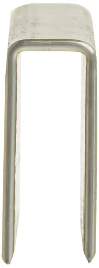 Close-up view of 16 Gauge Staples Seven Sixteenth Inch Crown By 1 Inch Length Electro Galvanized Finish N13BAB Box Of 5000 Staples