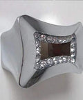 Premium Glass Crystal Cabinet Pulls With a Slick Silver Chrome Mount and Sparkly Rhinestone Detail for Quick Modern Drawer Refreshes and Super Fresh Bedroom Upgrades, showing a shiny chrome drawer handle with rhinestone accents.