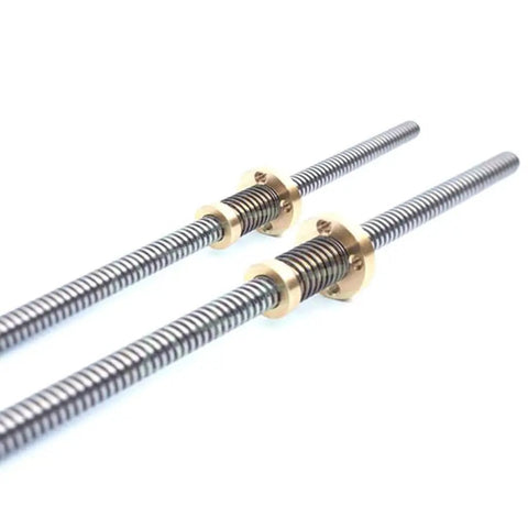 8mm Diameter Threaded Trapezoidal Lead Screw With Anti Backlash Nut For CNC Machines And 3D Printers 304 Stainless Steel 2mm Pitch 8mm Lead Lengths From 100 To 600mm, paired lead screws