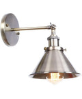 Heavy Duty Adjustable Wall Sconce With Sleek Up Down Shade And E27 Socket For Bedroom Reading Lights and Hallways showing metal design and bulb.
